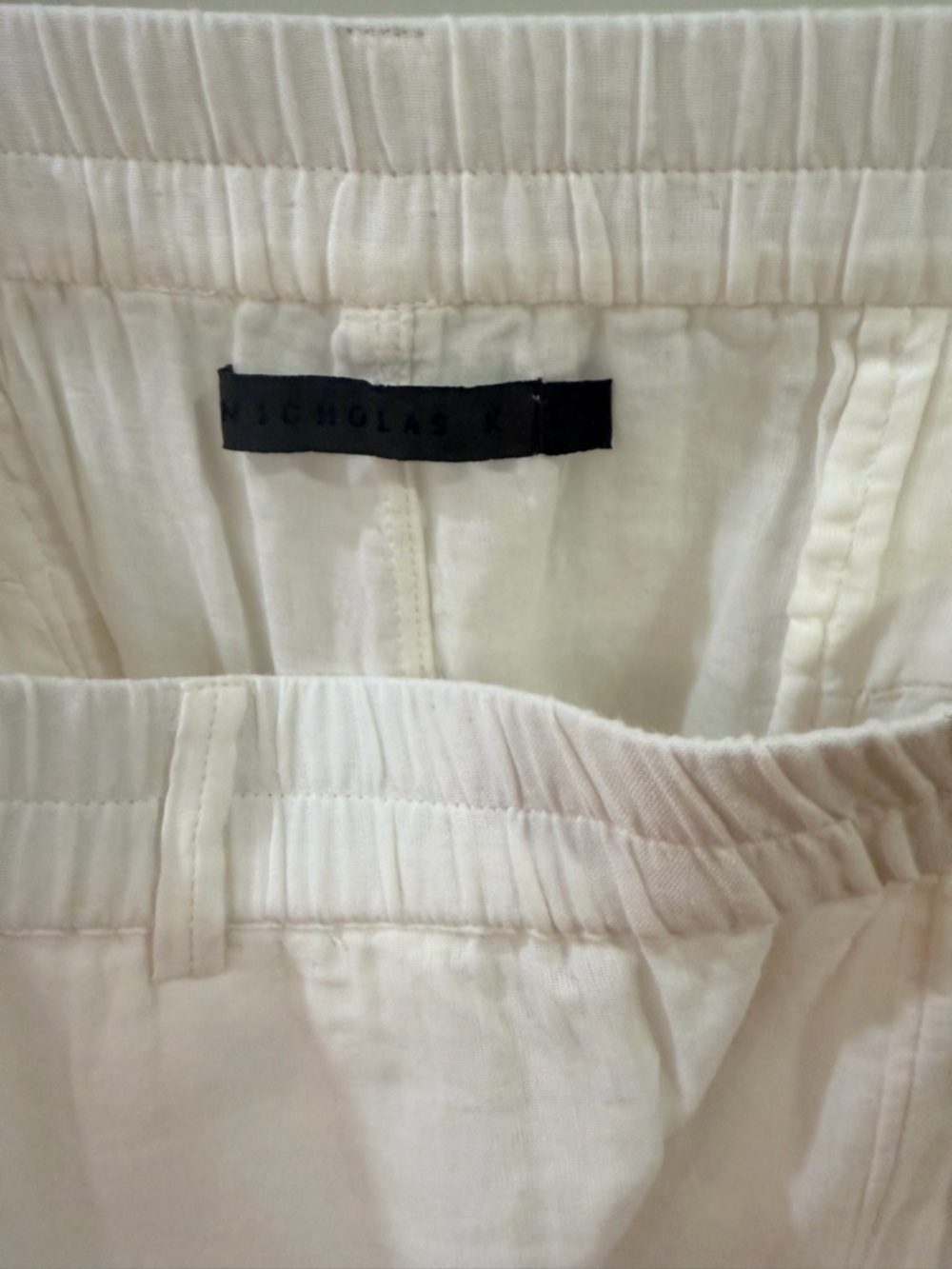 Nicholas K Citra Pants Size Large – Ivory, Draped, Elastic Waist, Relaxed Fit - Picture 8 of 10